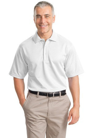 Port Authority Shadow Stripe Interlock Polo.  K459 White