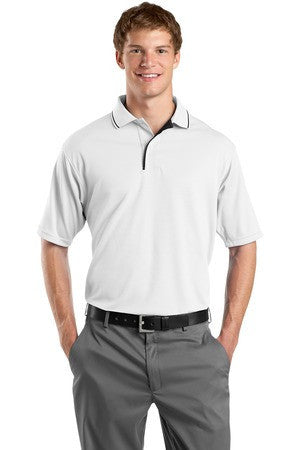 Sport-Tek Dri-Mesh Polo with Tipped Collar and Piping.  K467 White/black