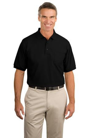 Port Authority Tall Silk Touch Polo with Pocket. TLK500P Black