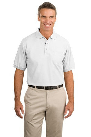 Port Authority Silk Touch Polo with Pocket.  K500P White