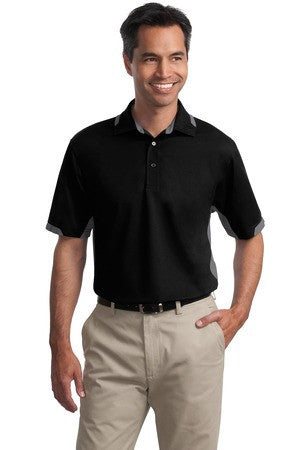 Port Authority Dry Zone Colorblock Ottoman Polo. K524 Black/Iron Grey