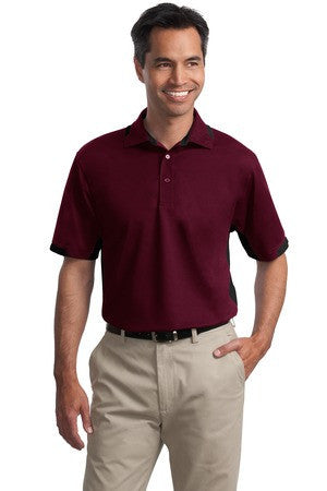 Port Authority Dry Zone Colorblock Ottoman Polo. K524 Maroon/black