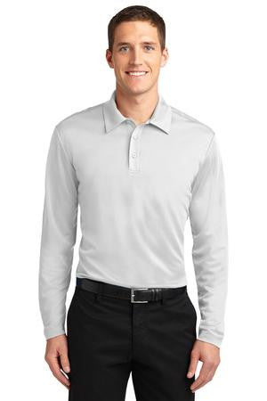 Port Authority Silk Touch Performance Long Sleeve Polo. K540LS White