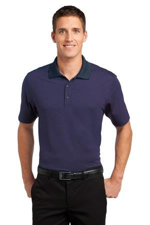 Port Authority Fine Stripe Performance Polo. K558 Purple/ Dress Blue Navy