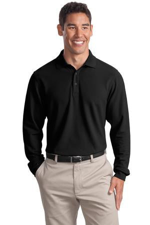 Port Authority Long Sleeve EZCotton Pique Polo. K800LS Black