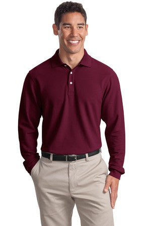 Port Authority Long Sleeve EZCotton Pique Polo. K800LS Maroon