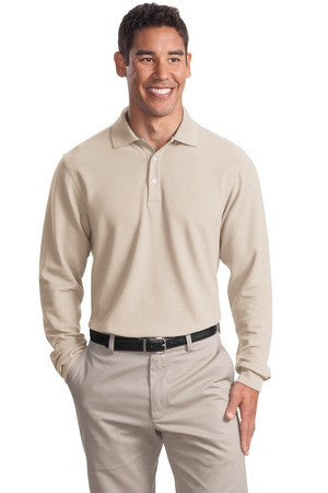 Port Authority Tall Long Sleeve EZCotton Pique Polo. TLK800LS Oyster