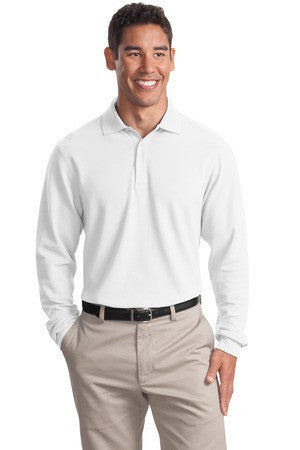 Port Authority Long Sleeve EZCotton Pique Polo. K800LS White