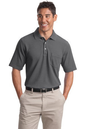 Port Authority EZCotton Pique Pocket Polo. K800P Iron grey