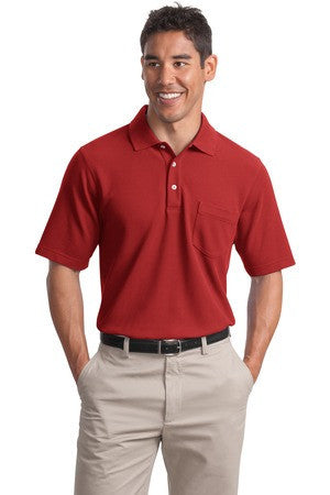 Port Authority EZCotton Pique Pocket Polo. K800P Tomato red