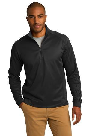 Port Authority Heavyweight Vertical Texture 1/4-Zip Pullover. K805 Black/ iron grey