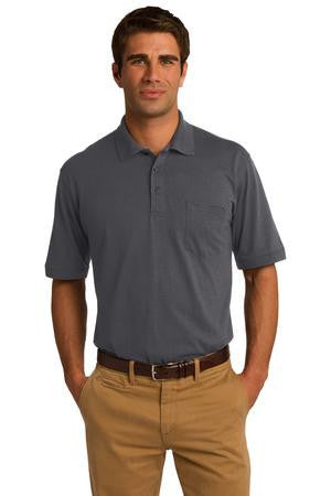 Port & Company 5.5-Ounce Jersey Knit Pocket Polo. KP55P Charcoal