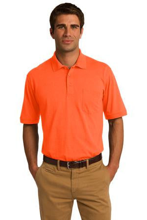 Port & Company 5.5-Ounce Jersey Knit Pocket Polo. KP55P Safety orange