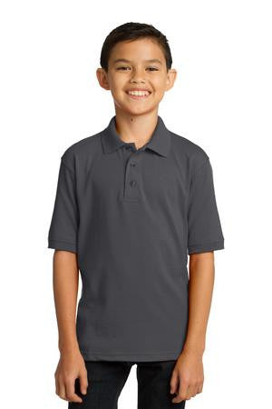 Port & Company Youth 5.5-Ounce Jersey Knit Polo. KP55Y Charcoal