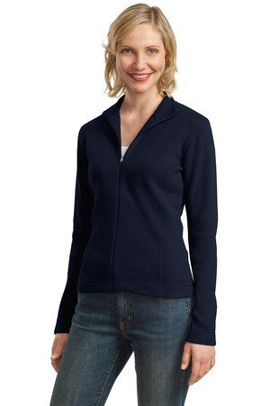 Port Authority Ladies Flatback Rib Full-Zip Jacket.  L221 Navy