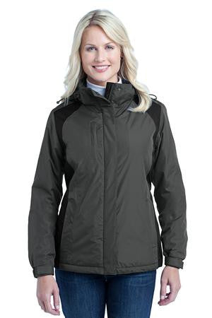 Port Authority Ladies Barrier Jacket. L315 Grey Smoke/Black