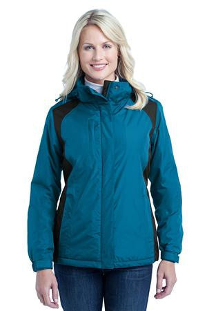 Port Authority Ladies Barrier Jacket. L315 Peacock Blue/Black