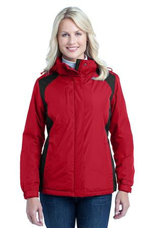 Port Authority Ladies Barrier Jacket. L315 Rich red/black