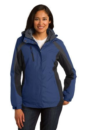 Port Authority Ladies Colorblock 3-in-1 Jacket. L321 Admiral Blue/ Black/ Magnet Grey