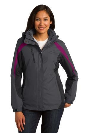 Port Authority Ladies Colorblock 3-in-1 Jacket. L321 Magnet Grey/ Black/ Very Berry
