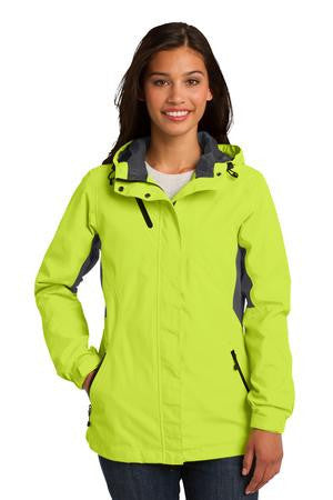 Port Authority Ladies Cascade Waterproof Jacket. L322 Charge Green/ Magnet Grey