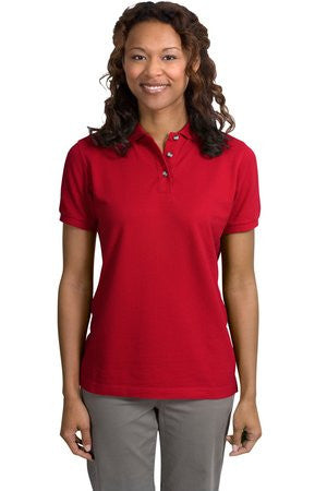 Port Authority Ladies Pique Knit Polo.  L420 Red