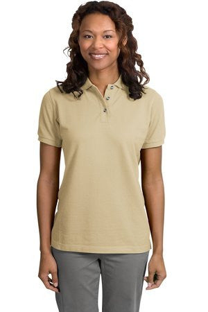 Port Authority Ladies Pique Knit Polo.  L420 Stone