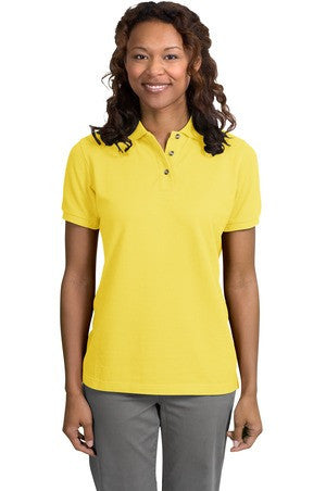 Port Authority Ladies Pique Knit Polo.  L420 Yellow