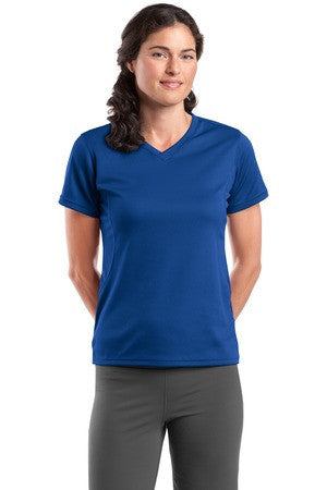 Sport-Tek Dri-Mesh Ladies V-Neck T-Shirt.  L468V Royal