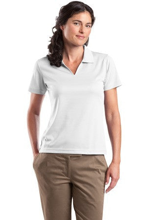 Sport-Tek Ladies Dri-Mesh V-Neck Polo.  L469 White