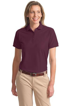 Port Authority Ladies Silk Touch Polo.  L500 Maroon