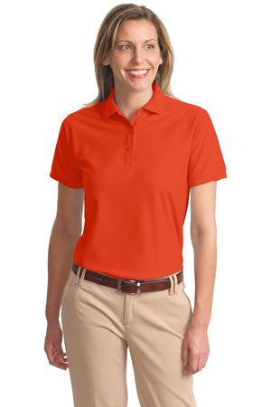 Port Authority Ladies Silk Touch Polo.  L500 Orange