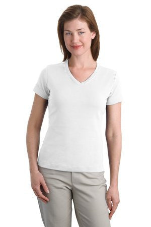 Port Authority Ladies Modern Stretch Cotton V-Neck Shirt. L516V White