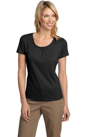 Port Authority &reg;  Ladies Silk Touch Interlock Scoop Neck Shirt. L522 Black
