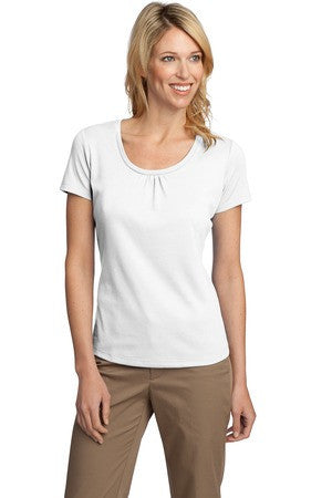 Port Authority &reg;  Ladies Silk Touch Interlock Scoop Neck Shirt. L522 White
