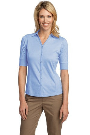 Port Authority &reg;  Ladies Silk Touch Interlock Button-Front Polo. L523 Blue lake