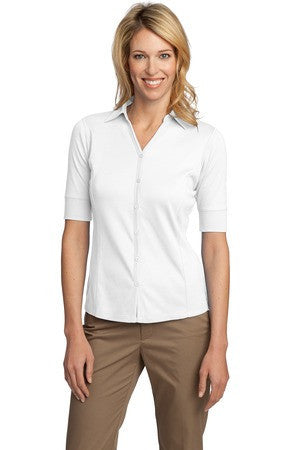 Port Authority &reg;  Ladies Silk Touch Interlock Button-Front Polo. L523 White