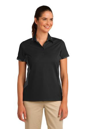 Port Authority Ladies Dry Zone Colorblock Ottoman Polo. L524 Black/ Iron Grey