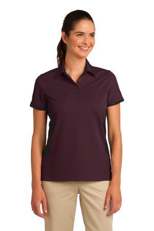 Port Authority Ladies Dry Zone Colorblock Ottoman Polo. L524 Maroon/ black