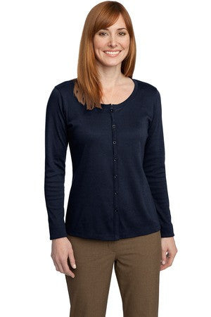 Port Authority &reg;  Ladies Silk Touch Interlock Cardigan. L530 Navy