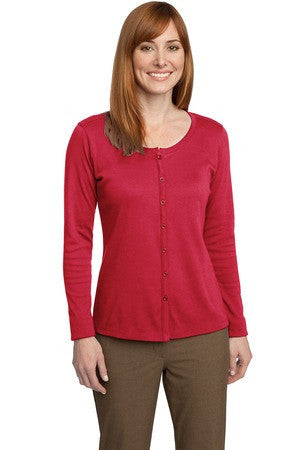 Port Authority &reg;  Ladies Silk Touch Interlock Cardigan. L530 Red