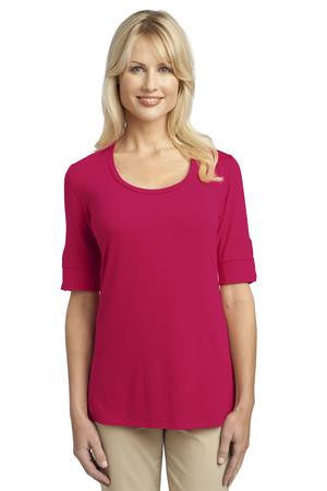 Port Authority Ladies Concept Scoop Neck Shirt. L541 Rose pink