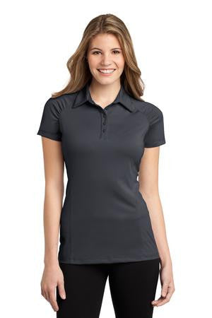 Port Authority Ladies Fine Stripe Performance Polo. L558 Graphite/ black