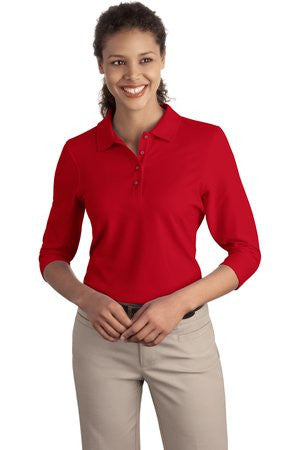 Port Authority Ladies Silk Touch 3/4-Sleeve Polo. L562 Red