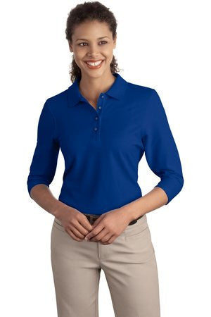 Port Authority Ladies Silk Touch 3/4-Sleeve Polo. L562 Royal