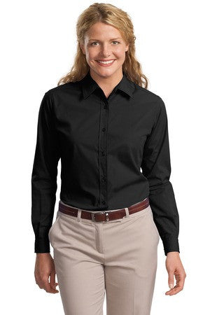 Port Authority Ladies Long Sleeve Easy Care, Soil Resistant Shirt.  L607 Black