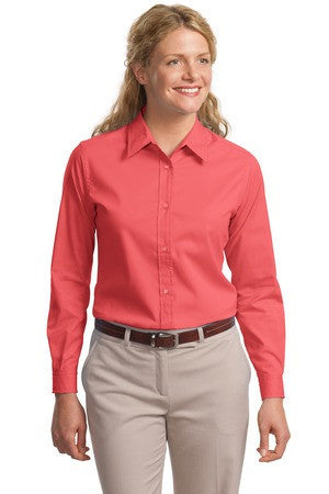 Port Authority Ladies Long Sleeve Easy Care Shirt.  L608 Hibiscus