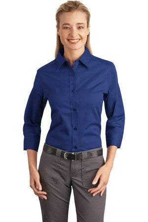 Port Authority Ladies 3/4-Sleeve Easy Care Shirt. L612 Mediterranean Blue