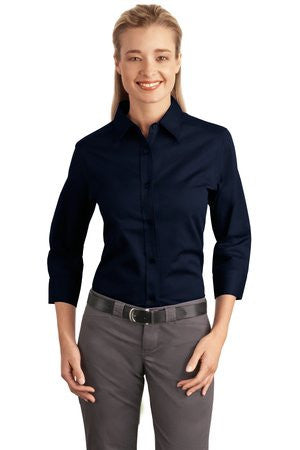 Port Authority Ladies 3/4-Sleeve Easy Care Shirt. L612 Navy