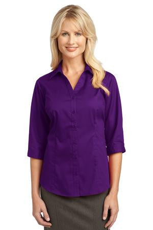 Port Authority Ladies 3/4-Sleeve Blouse. L6290 Deep purple